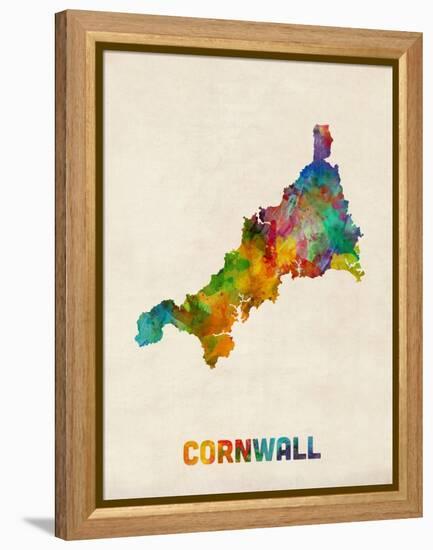 Cornwall England Watercolor Map-Michael Tompsett-Framed Stretched Canvas