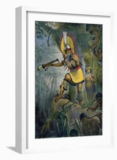 Coroado Indian Giving the Signal For Attack, Voyage Pittoresque et Historique Au Bresil-Jean Baptiste Debret-Framed Giclee Print