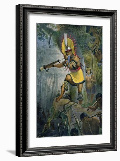 Coroado Indian Giving the Signal For Attack, Voyage Pittoresque et Historique Au Bresil-Jean Baptiste Debret-Framed Giclee Print