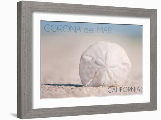 Corona del Mar, California - Sand Dollar and Beach-Lantern Press-Framed Art Print