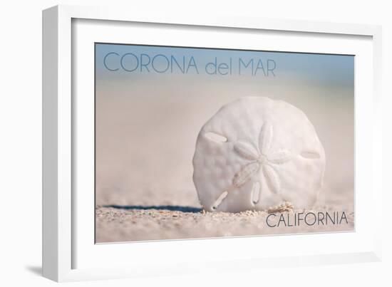 Corona del Mar, California - Sand Dollar and Beach-Lantern Press-Framed Art Print