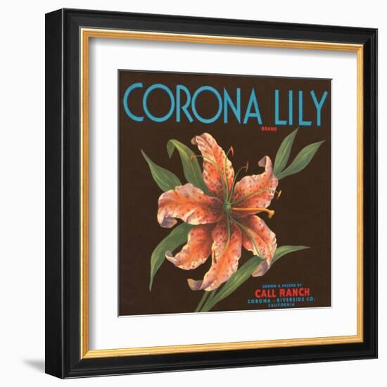 Corona Lily Brand Citrus, California-null-Framed Art Print