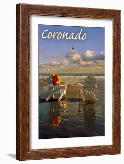 Coronado, California - Adirondack Chairs on the Beach-Lantern Press-Framed Art Print