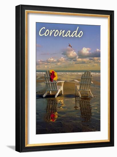 Coronado, California - Adirondack Chairs on the Beach-Lantern Press-Framed Art Print