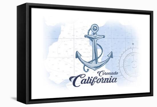 Coronado, California - Anchor - Blue - Coastal Icon-Lantern Press-Framed Stretched Canvas