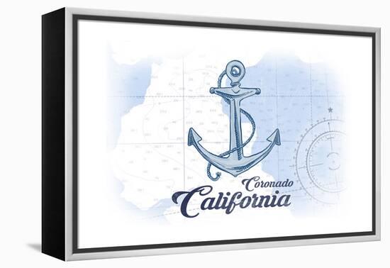 Coronado, California - Anchor - Blue - Coastal Icon-Lantern Press-Framed Stretched Canvas