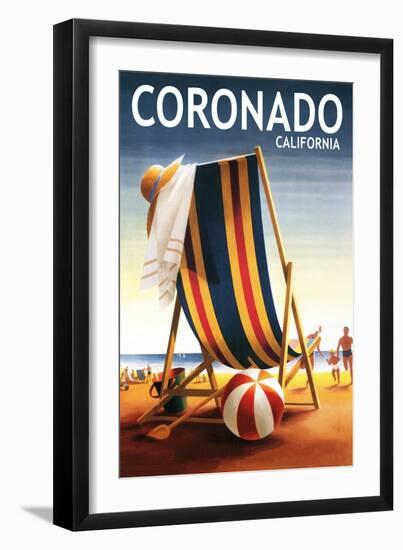 Coronado, California - Beach Chair and Ball-Lantern Press-Framed Art Print