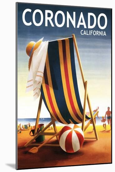 Coronado, California - Beach Chair and Ball-Lantern Press-Mounted Art Print