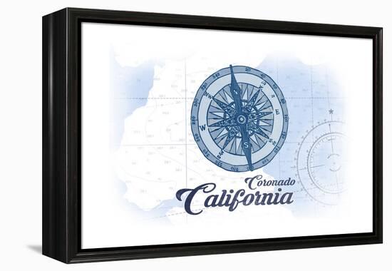 Coronado, California - Compass - Blue - Coastal Icon-Lantern Press-Framed Stretched Canvas