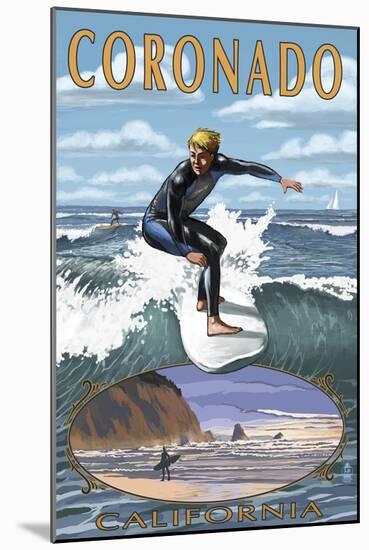 Coronado, California - Cutback Surfing-Lantern Press-Mounted Art Print