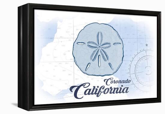 Coronado, California - Sand Dollar - Blue - Coastal Icon-Lantern Press-Framed Stretched Canvas