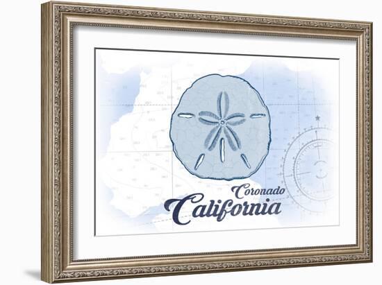 Coronado, California - Sand Dollar - Blue - Coastal Icon-Lantern Press-Framed Art Print