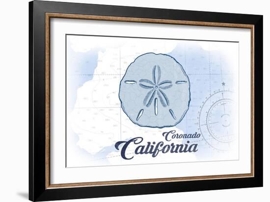 Coronado, California - Sand Dollar - Blue - Coastal Icon-Lantern Press-Framed Art Print