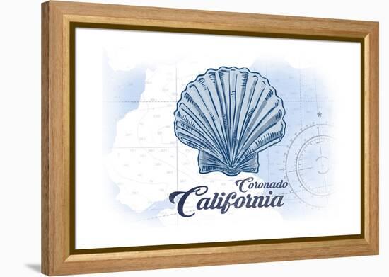 Coronado, California - Scallop Shell - Blue - Coastal Icon-Lantern Press-Framed Stretched Canvas