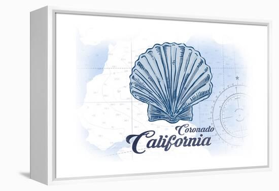 Coronado, California - Scallop Shell - Blue - Coastal Icon-Lantern Press-Framed Stretched Canvas