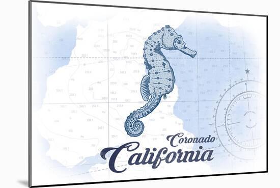 Coronado, California - Seahorse - Blue - Coastal Icon-Lantern Press-Mounted Art Print
