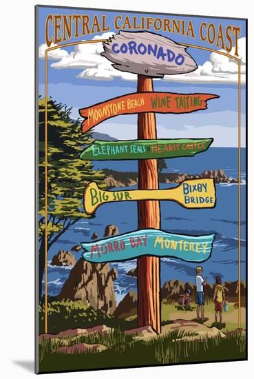 Coronado, California - Signpost-Lantern Press-Mounted Art Print