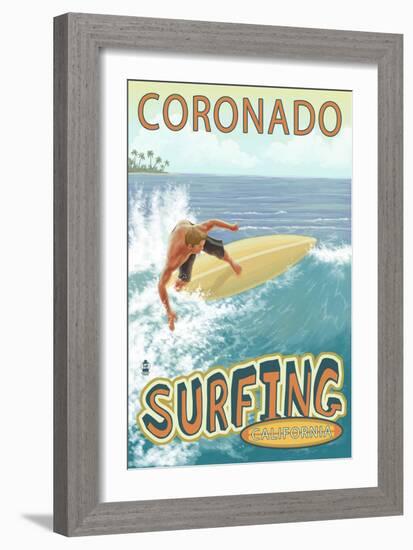 Coronado, California - Surfer-Lantern Press-Framed Art Print