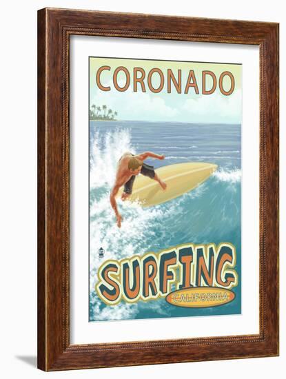 Coronado, California - Surfer-Lantern Press-Framed Art Print