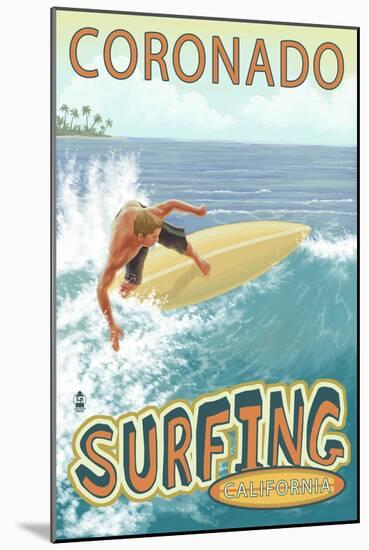Coronado, California - Surfer-Lantern Press-Mounted Art Print