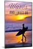 Coronado, California - the Waves are Calling - Surfer and Sunset-Lantern Press-Mounted Art Print