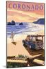 Coronado, California - Woody on the Beach-Lantern Press-Mounted Art Print