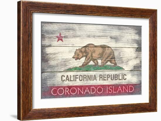 Coronado Island, California - Barnwood State Flag-Lantern Press-Framed Art Print