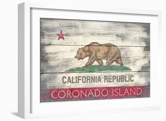 Coronado Island, California - Barnwood State Flag-Lantern Press-Framed Art Print