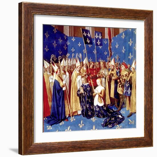 Coronation of French King Louis VIII and Queen Blanche of Castille in 1223-null-Framed Photo