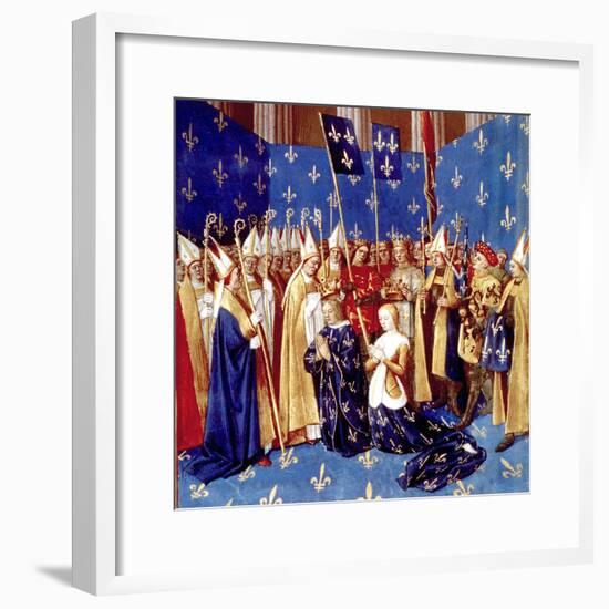 Coronation of French King Louis VIII and Queen Blanche of Castille in 1223--Framed Photo