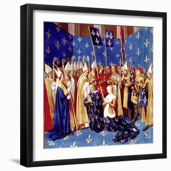 Coronation of French King Louis VIII and Queen Blanche of Castille in 1223-null-Framed Photo