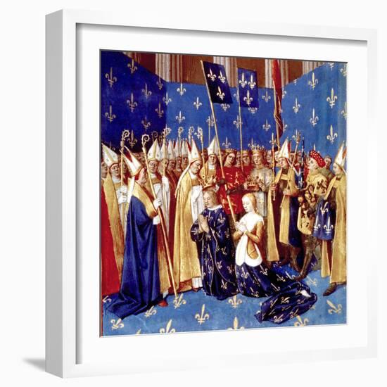 Coronation of French King Louis VIII and Queen Blanche of Castille in 1223-null-Framed Photo