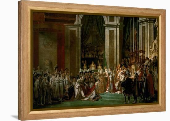 Coronation of Napoleon in Notre-Dame, Paris, by Pope Pius VII-Jacques-Louis David-Framed Premier Image Canvas