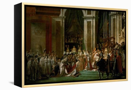 Coronation of Napoleon in Notre-Dame, Paris, by Pope Pius VII-Jacques-Louis David-Framed Premier Image Canvas