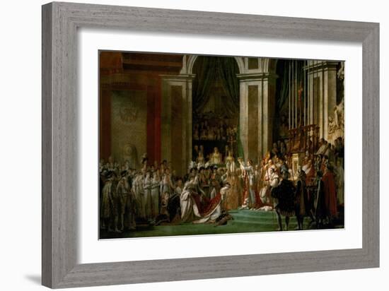 Coronation of Napoleon in Notre-Dame, Paris, by Pope Pius VII-Jacques-Louis David-Framed Giclee Print