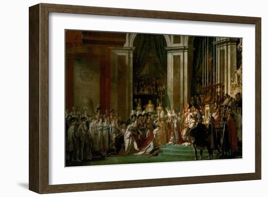 Coronation of Napoleon in Notre-Dame, Paris, by Pope Pius VII-Jacques-Louis David-Framed Giclee Print