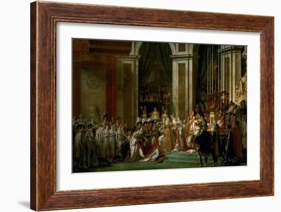 Coronation of Napoleon in Notre-Dame, Paris, by Pope Pius VII-Jacques-Louis David-Framed Giclee Print