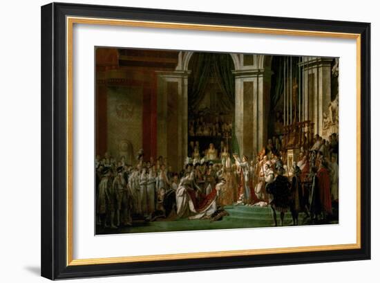 Coronation of Napoleon in Notre-Dame, Paris, by Pope Pius VII-Jacques-Louis David-Framed Giclee Print