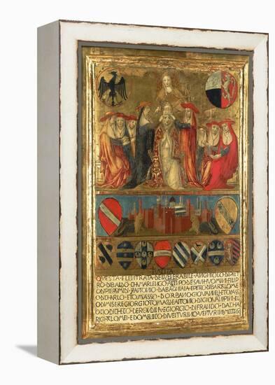 Coronation of Pope Pius II, with City of Siena at Bottom Guarded by Two Heraldic Lions-Giovanni di Paolo-Framed Premier Image Canvas