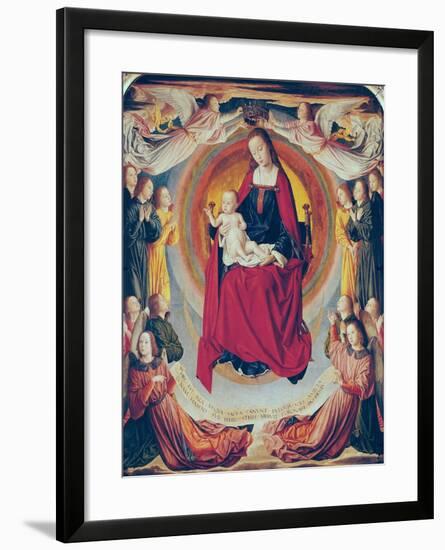 Coronation of the Virgin, Centre Panel from the Bourbon Altarpiece, circa 1498-Master of Moulins-Framed Giclee Print