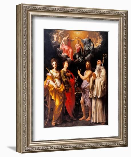 Coronation of the Virgin with Four Saints-Guido Reni-Framed Art Print