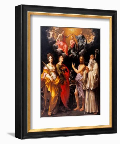 Coronation of the Virgin with Four Saints-Guido Reni-Framed Art Print