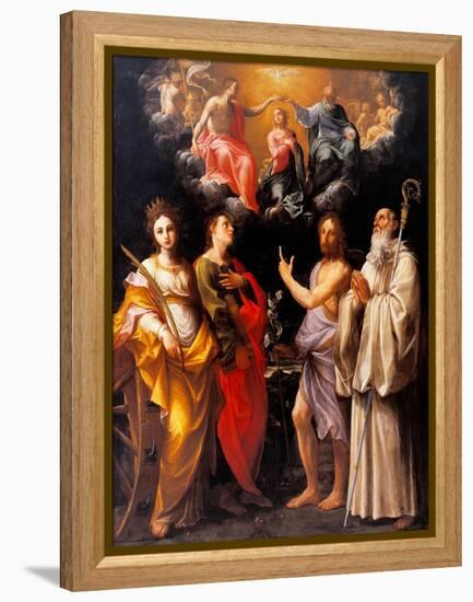 Coronation of the Virgin with Four Saints-Guido Reni-Framed Stretched Canvas