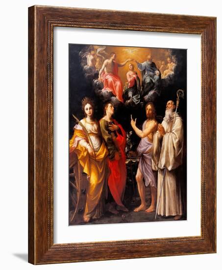 Coronation of the Virgin with Four Saints-Guido Reni-Framed Art Print