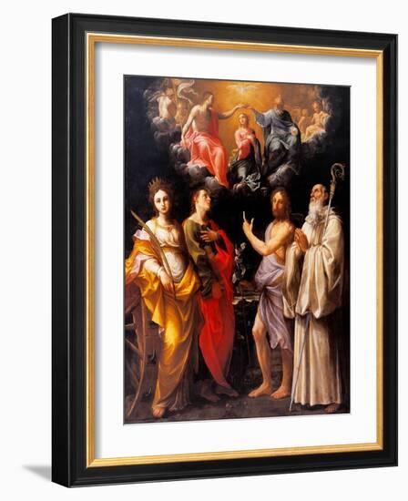 Coronation of the Virgin with Four Saints-Guido Reni-Framed Art Print