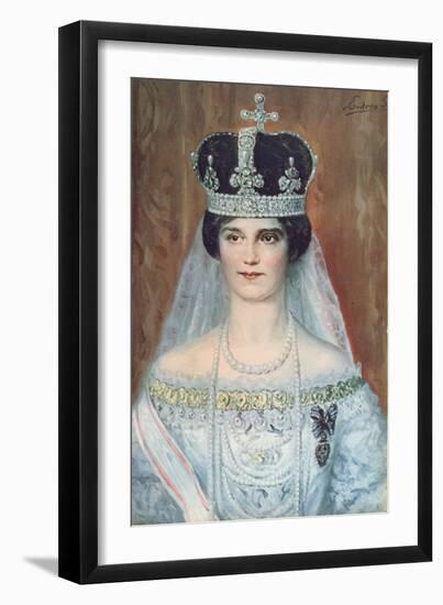 Coronation Portrait of Zita de Bourbon-Parme as Queen of Hungary, 1917-Sandor Endrey-Framed Premium Giclee Print