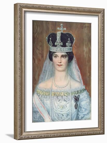 Coronation Portrait of Zita de Bourbon-Parme as Queen of Hungary, 1917-Sandor Endrey-Framed Giclee Print