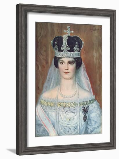 Coronation Portrait of Zita de Bourbon-Parme as Queen of Hungary, 1917-Sandor Endrey-Framed Giclee Print