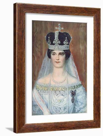 Coronation Portrait of Zita de Bourbon-Parme as Queen of Hungary, 1917-Sandor Endrey-Framed Giclee Print