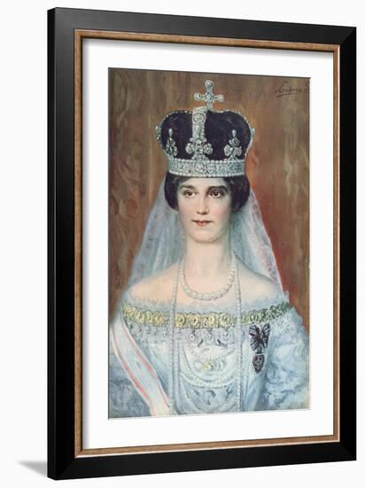 Coronation Portrait of Zita de Bourbon-Parme as Queen of Hungary, 1917-Sandor Endrey-Framed Giclee Print